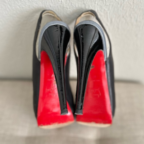 Christian Louboutin Black Leather Very Croise Slingback Platform Sandals - Picture 8 of 12